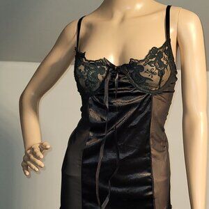 Women's Back Lace Up Medium Black Teddy Corset Bustier Lingerie G-String SL2614